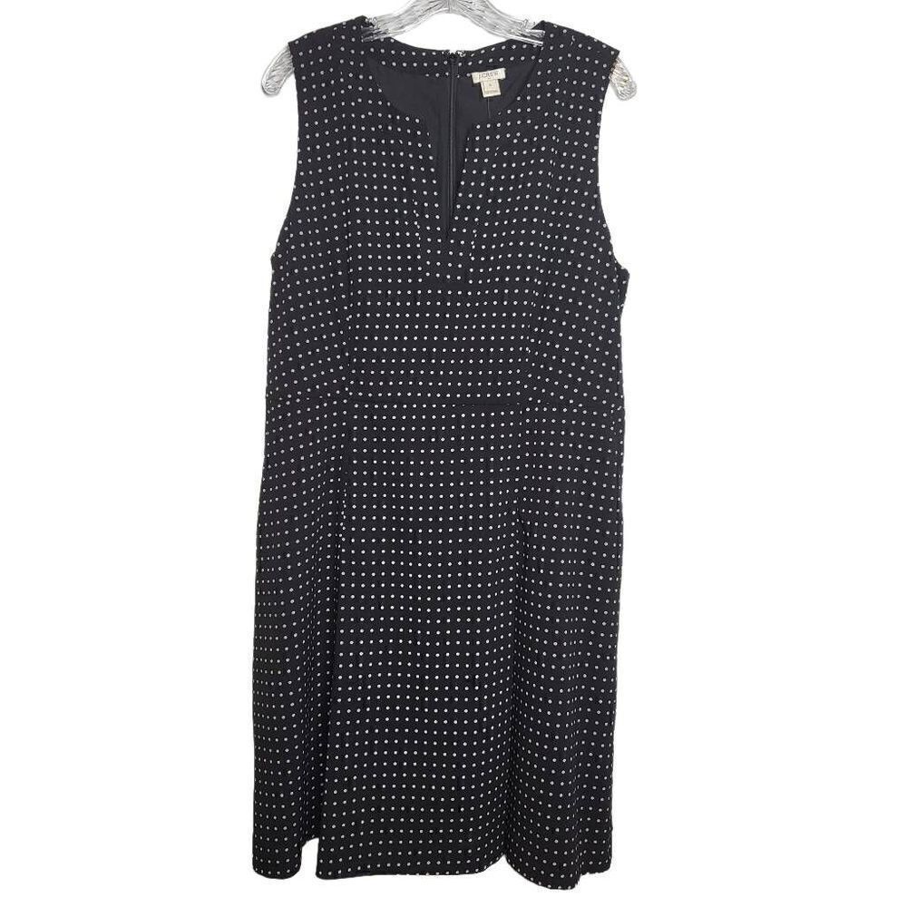 J.Crew Black Polka Dot Sleeveless Shift Mini Dress Size 16